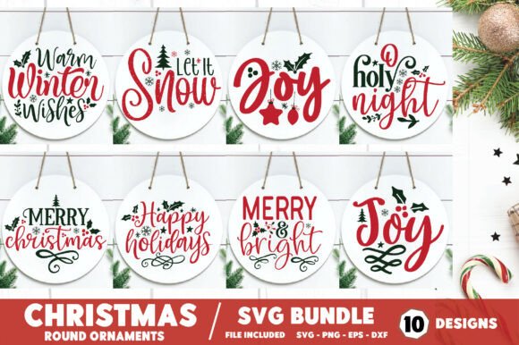 Craft a Festive Brand with This Christmas Round Ornament Graphics