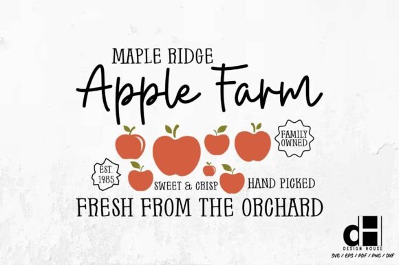 Fall Farmhouse Apple Graphics for Crafts and Local Business Branding